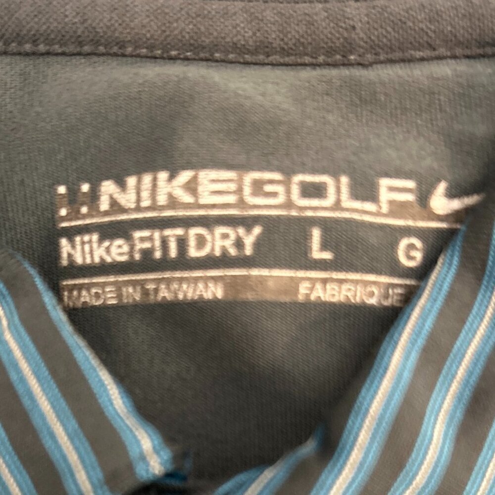 Nike Fit Dry Golf Men's Green Striped Pullover Polo Size‎ Large Outdoor Preppy - Picture 4 of 8